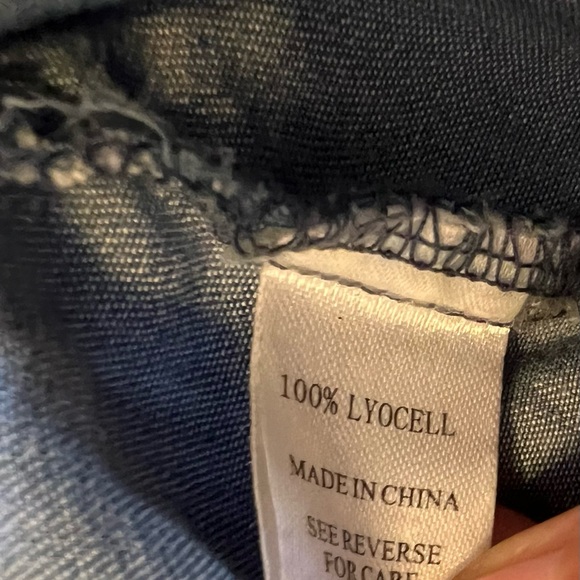 S Given Kale Women's Lyocell Shirt Dress Blue Sleeveless Summer Fall Denim Raw H - Picture 10 of 11